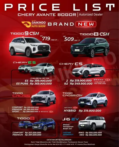 Pricelist Harga Chery jakamulya 2025